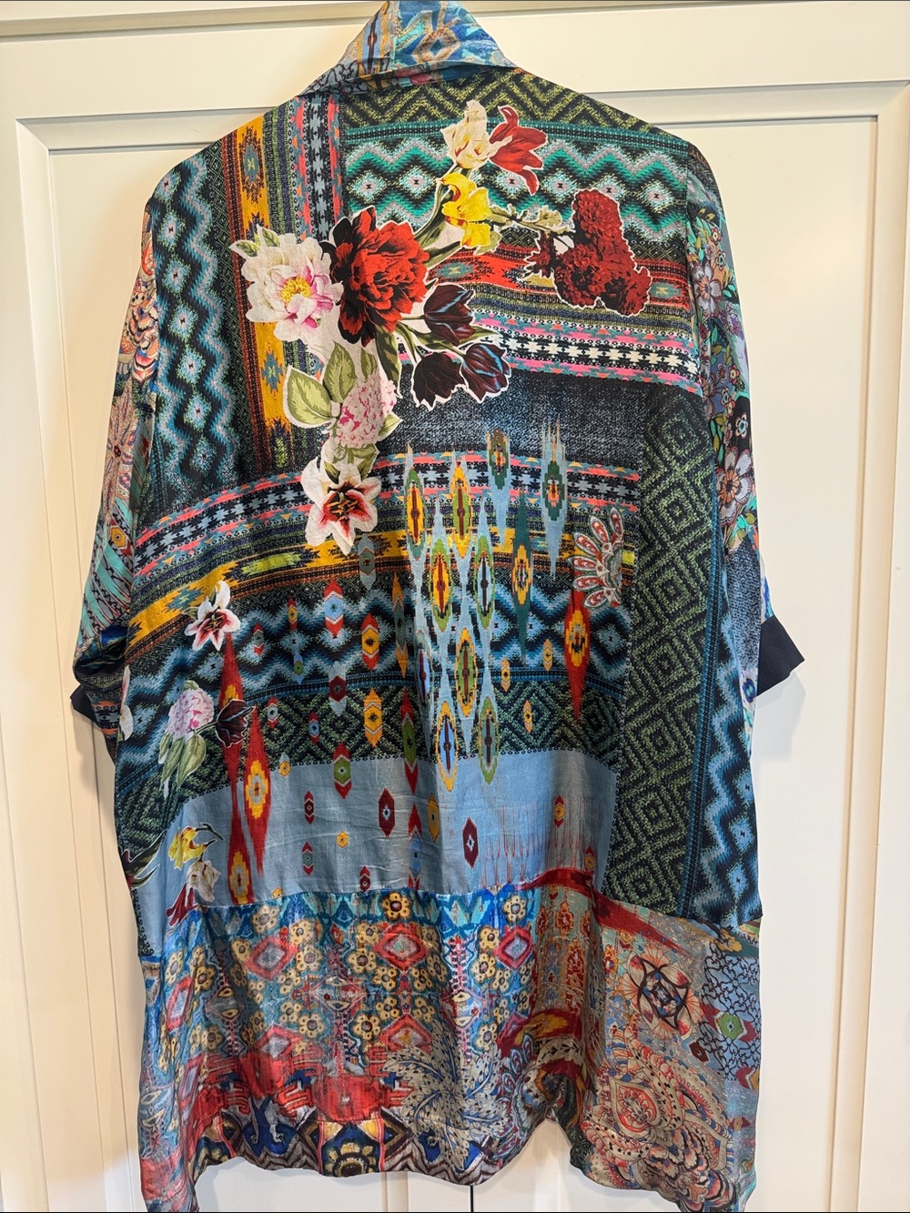 Johnny Was Aurelia Embroidered Silk Kimono Jacket - Picture 8 of 10